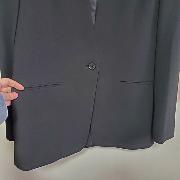 BABATON Rockwell Blazer Single Button Collarless Fitted Evening Black Women's 6 - Picture 6 of 13